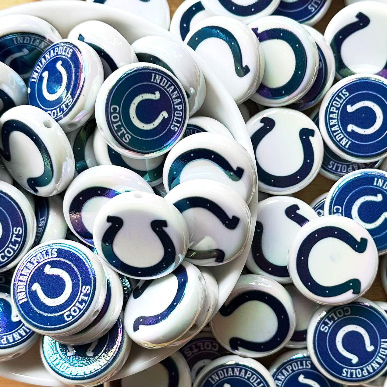 24mm UV Flat Round Football Team Acrylic Beads,Coin Beads