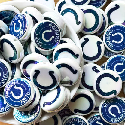 24mm UV Flat Round Football Team Acrylic Beads,Coin Beads