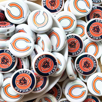 24mm UV Flat Round Football Team Acrylic Beads,Coin Beads