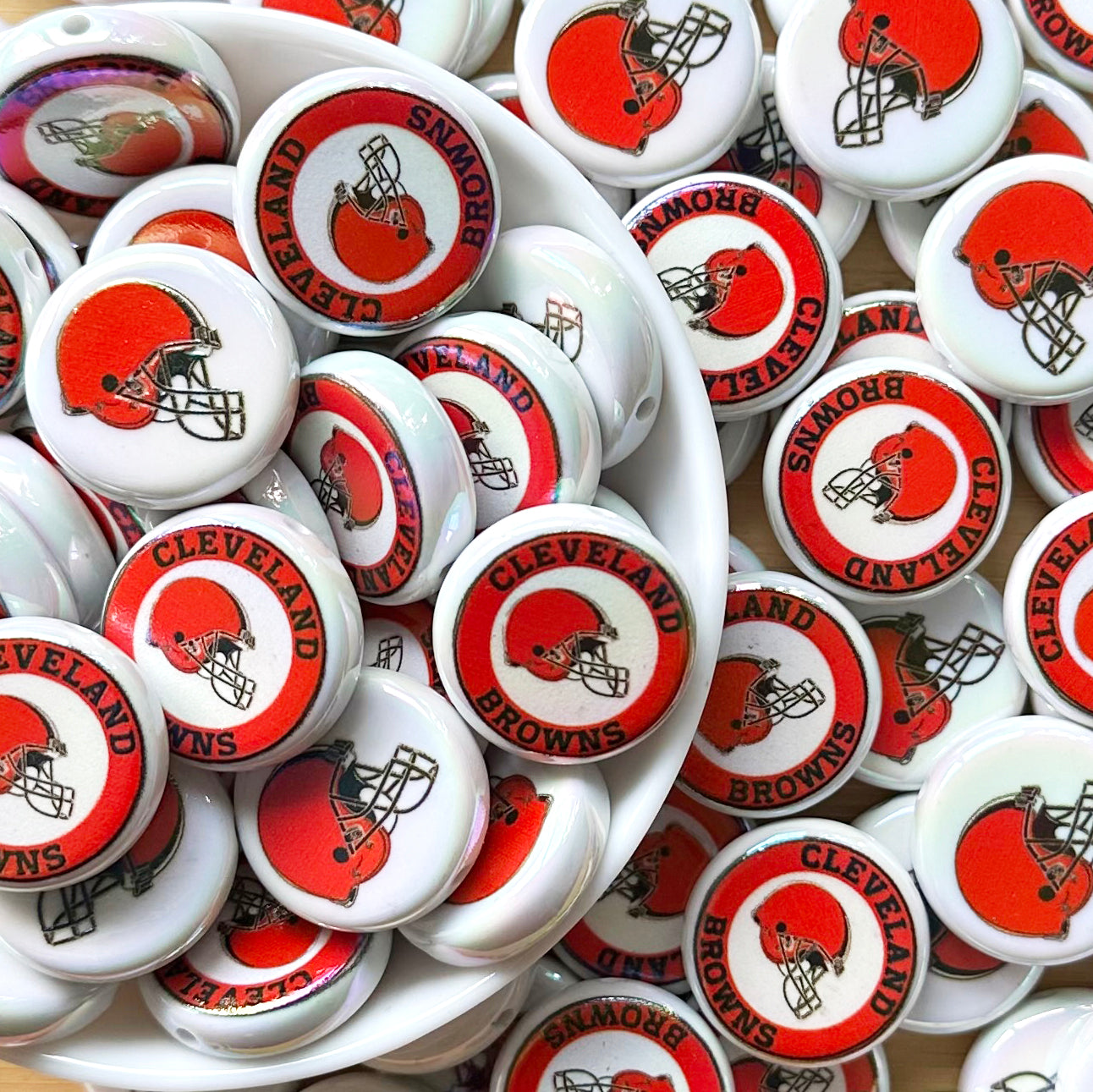 24mm UV Flat Round Football Team Acrylic Beads,Coin Beads