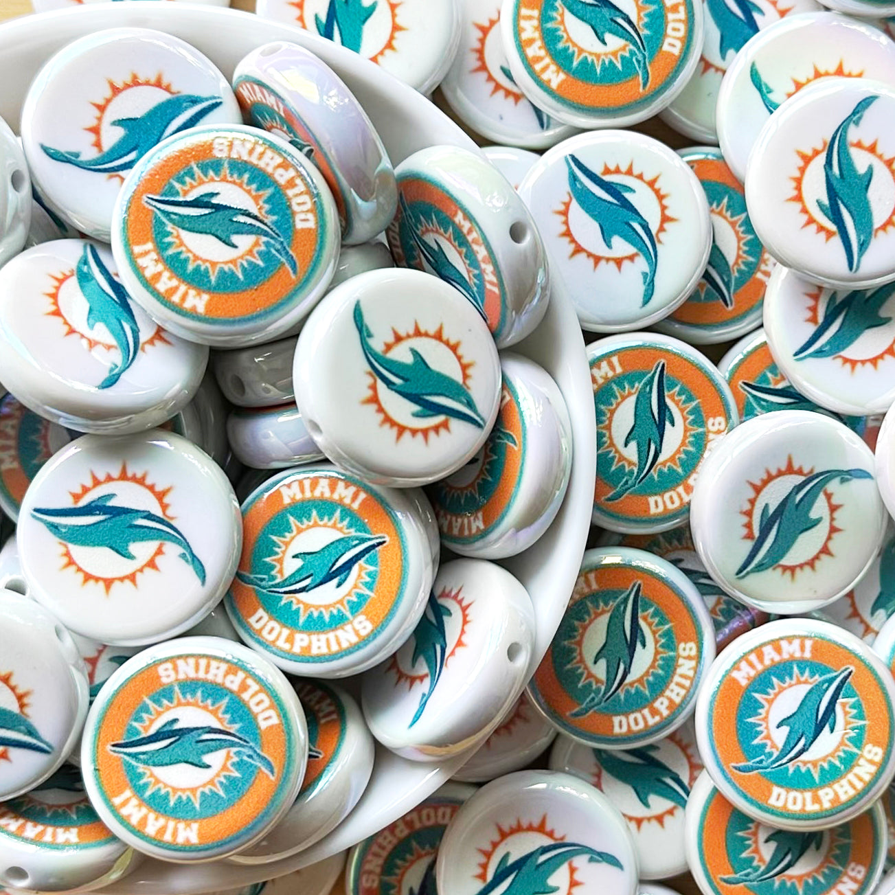 24mm UV Flat Round Football Team Acrylic Beads,Coin Beads