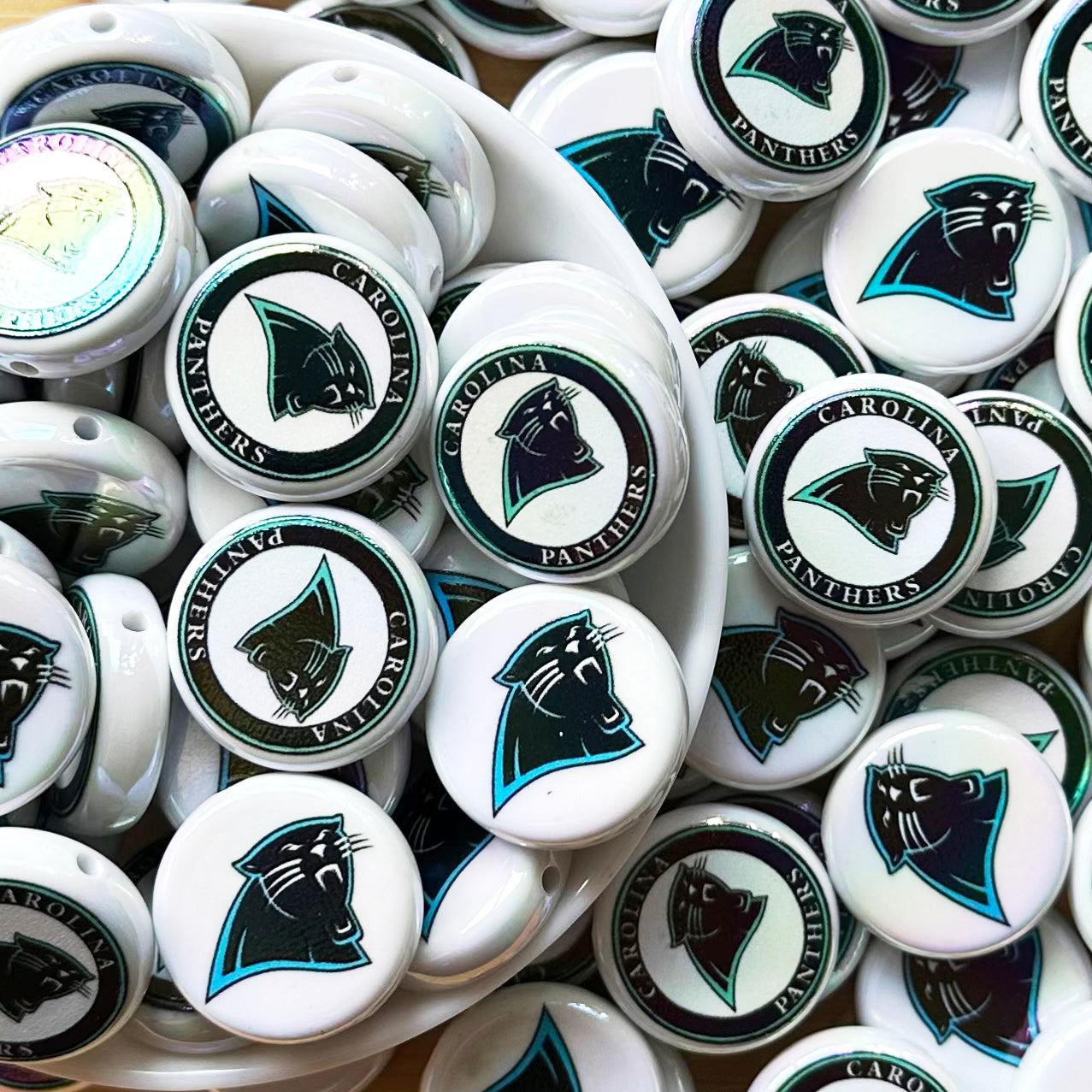 24mm UV Flat Round Football Team Acrylic Beads,Coin Beads