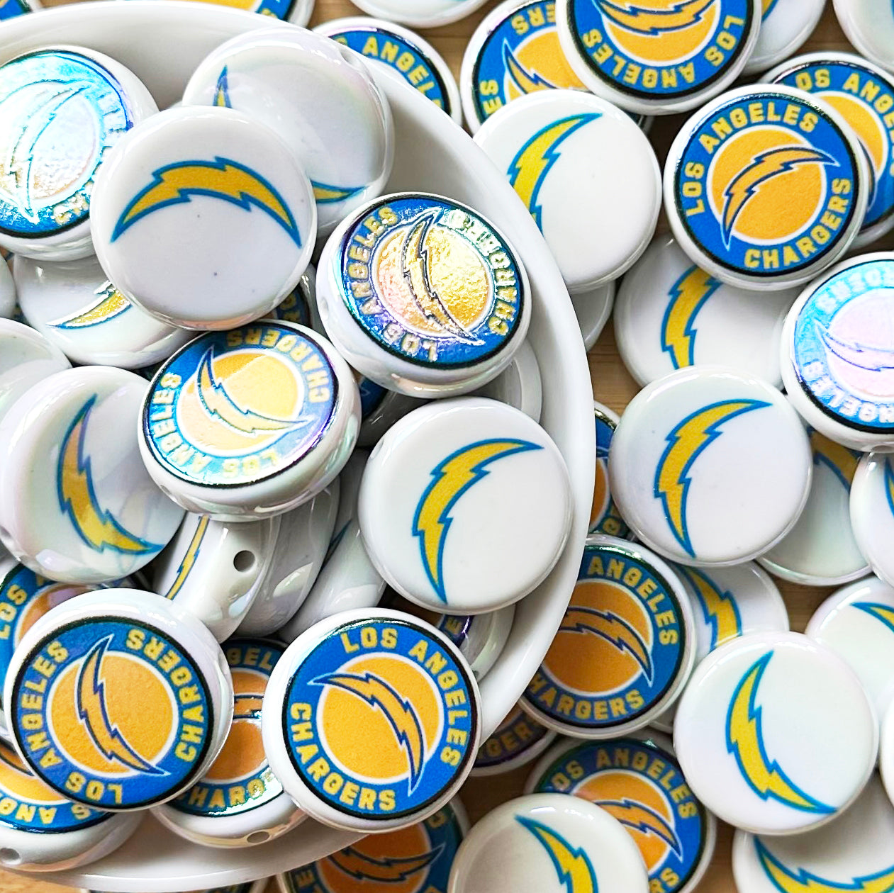 24mm UV Flat Round Football Team Acrylic Beads,Coin Beads