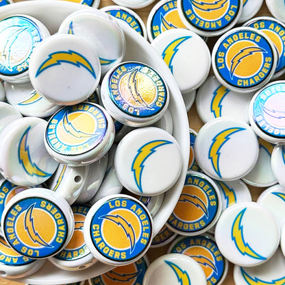 24mm UV Flat Round Football Team Acrylic Beads,Coin Beads