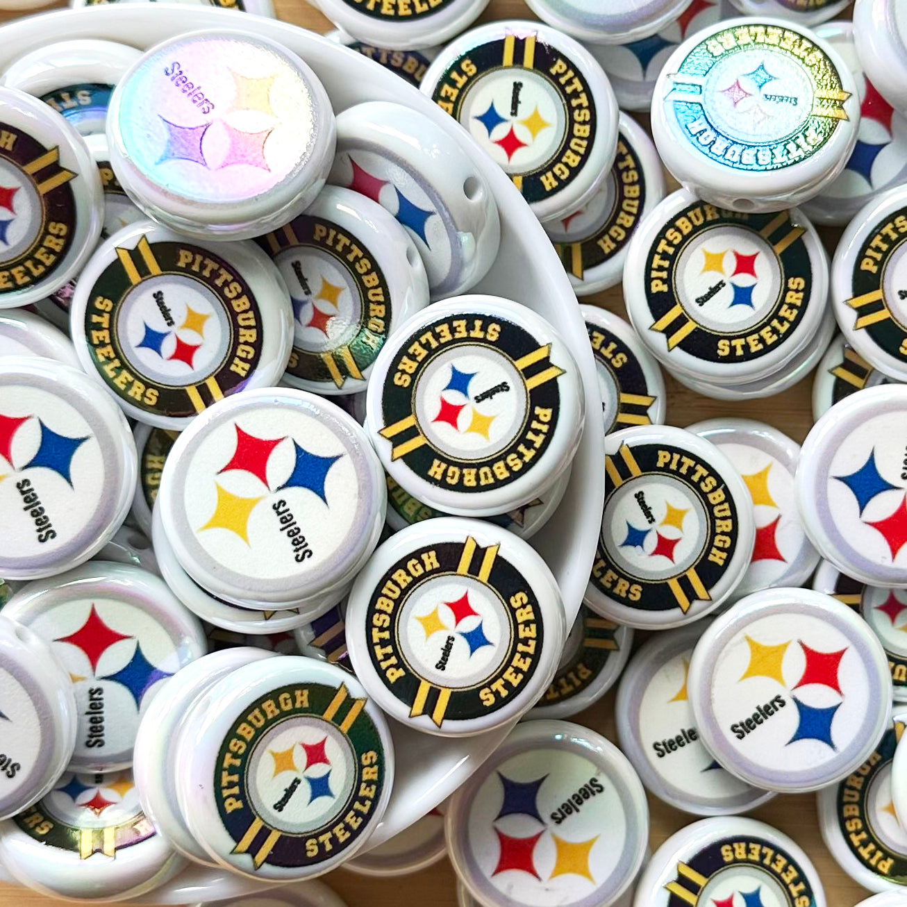 24mm UV Flat Round Football Team Acrylic Beads,Coin Beads