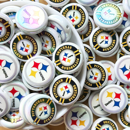 24mm UV Flat Round Football Team Acrylic Beads,Coin Beads