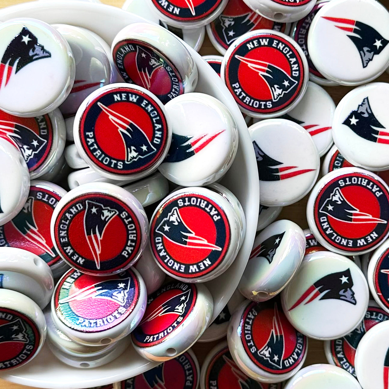 24mm UV Flat Round Football Team Acrylic Beads,Coin Beads