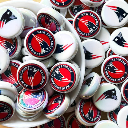 24mm UV Flat Round Football Team Acrylic Beads,Coin Beads