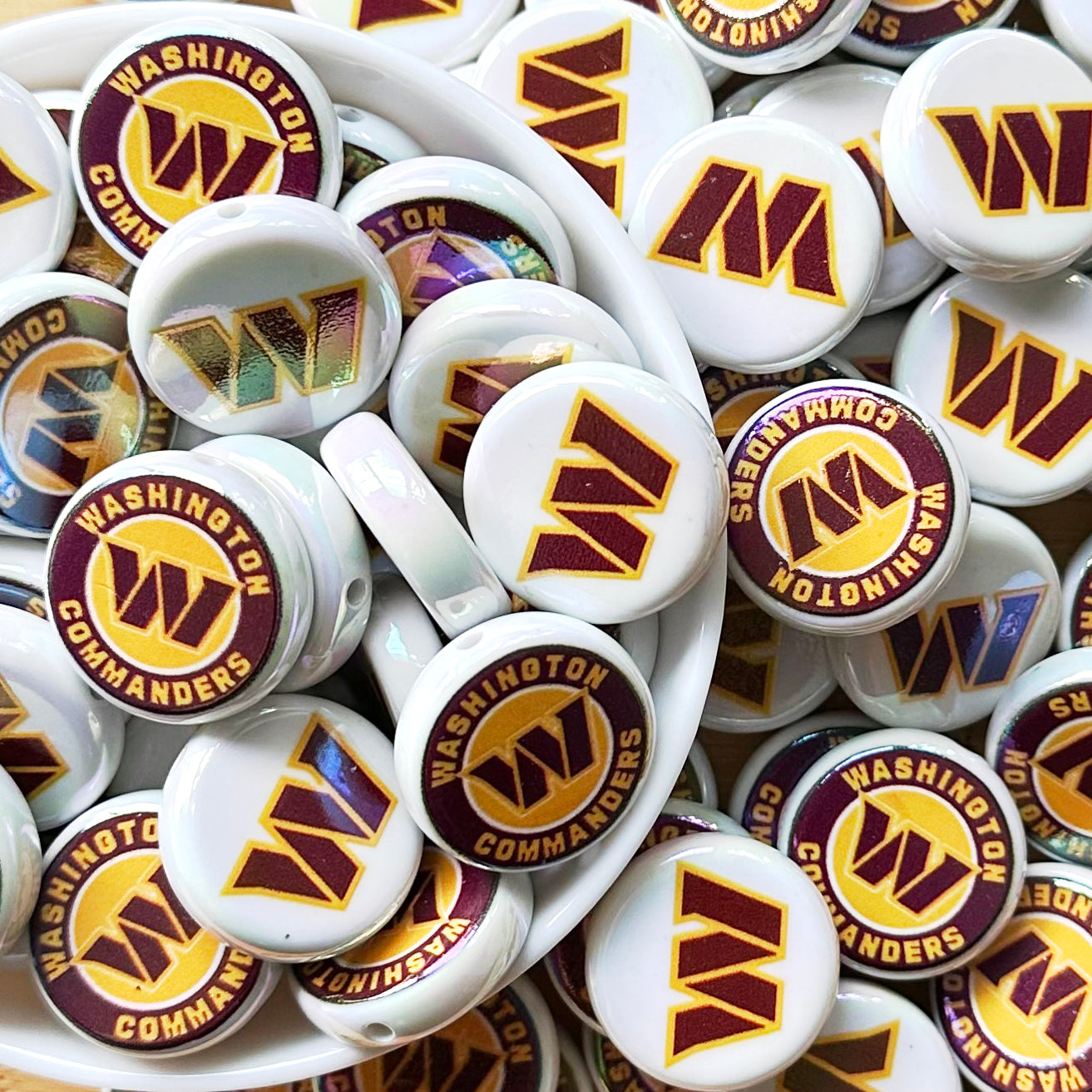 24mm UV Flat Round Football Team Acrylic Beads,Coin Beads