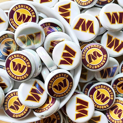 24mm UV Flat Round Football Team Acrylic Beads,Coin Beads