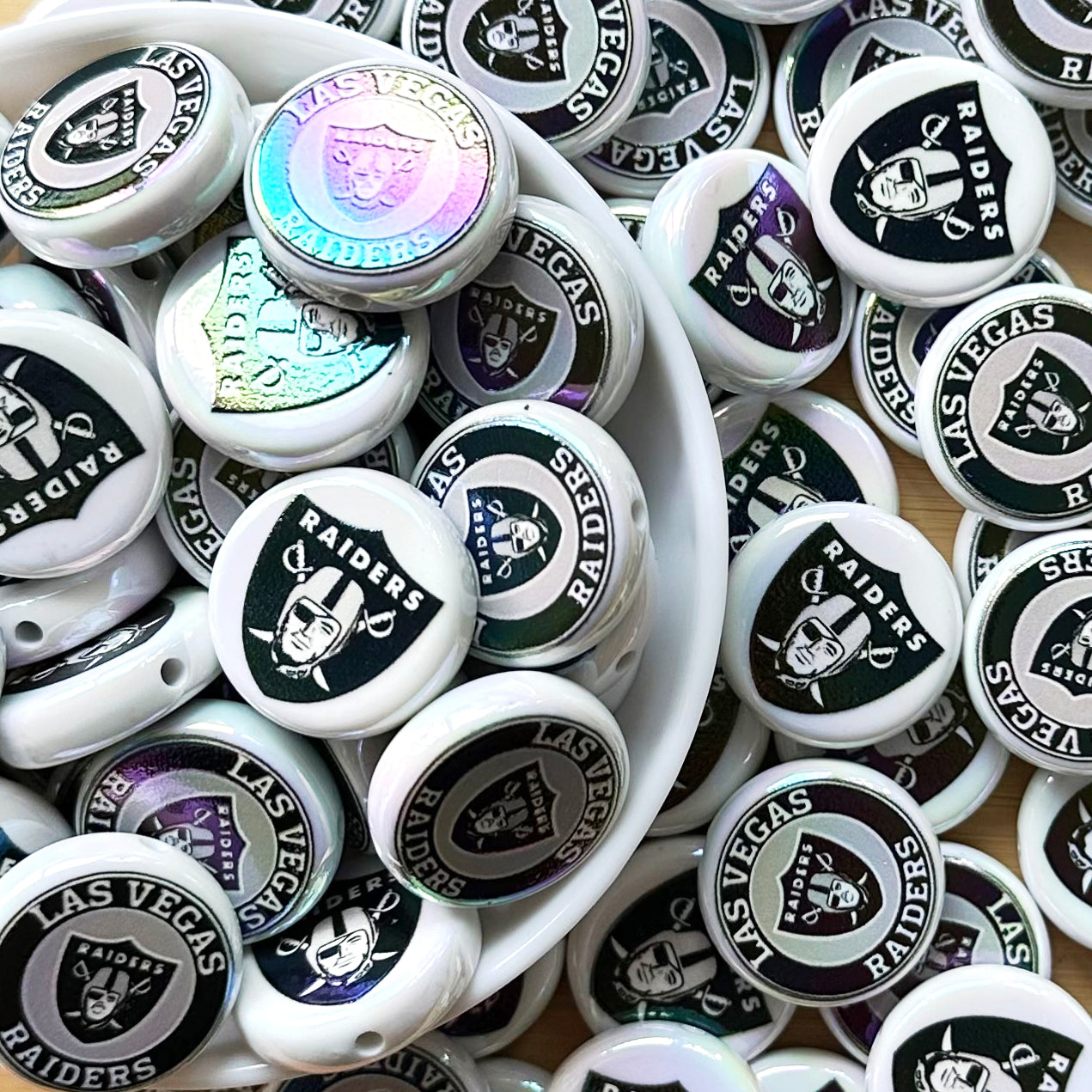 24mm UV Flat Round Football Team Acrylic Beads,Coin Beads