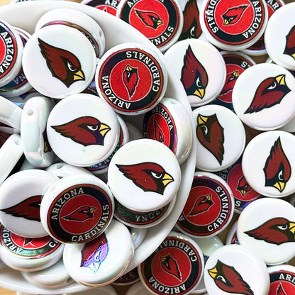 24mm UV Flat Round Football Team Acrylic Beads,Coin Beads