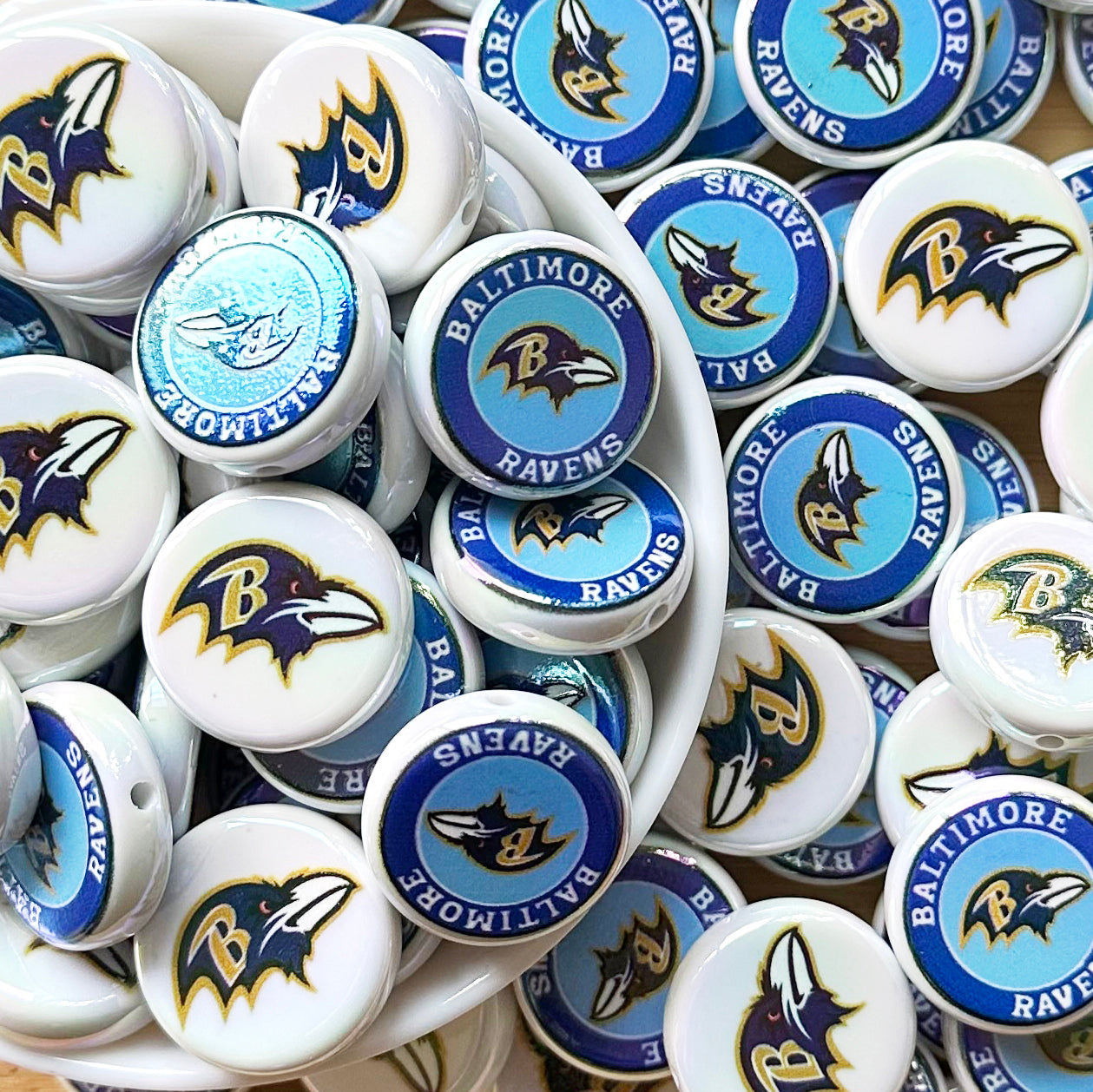 24mm UV Flat Round Football Team Acrylic Beads,Coin Beads