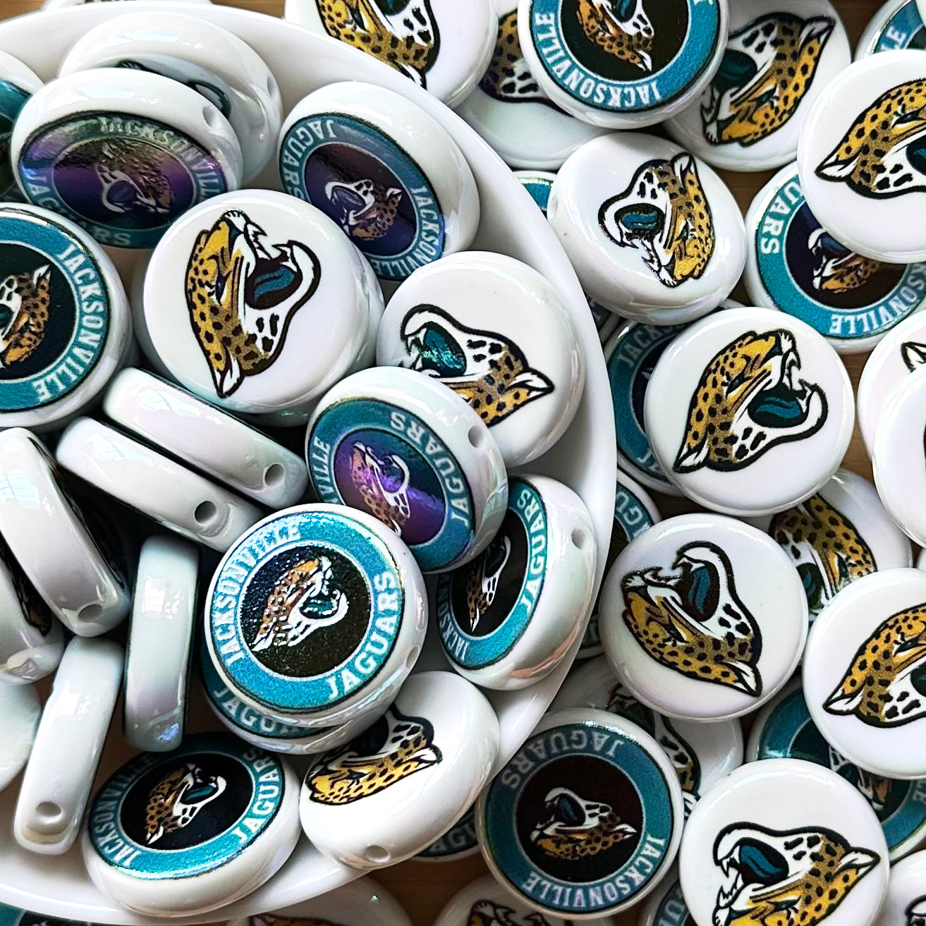 24mm UV Flat Round Football Team Acrylic Beads,Coin Beads