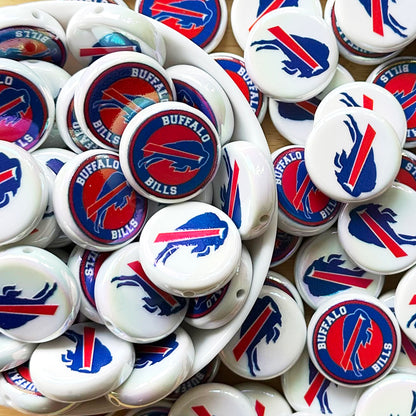 24mm UV Flat Round Football Team Acrylic Beads,Coin Beads