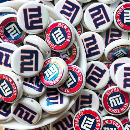 24mm UV Flat Round Football Team Acrylic Beads,Coin Beads