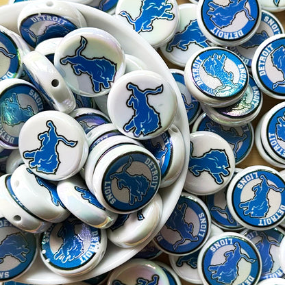 24mm UV Flat Round Football Team Acrylic Beads,Coin Beads