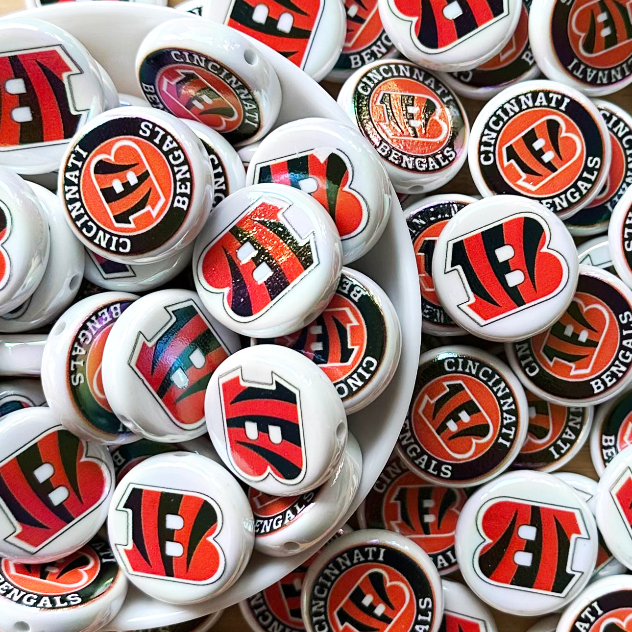 24mm UV Flat Round Football Team Acrylic Beads,Coin Beads