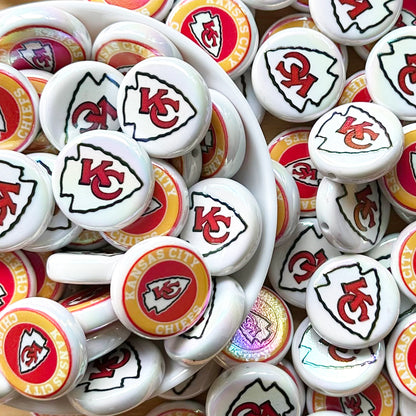 24mm UV Flat Round Football Team Acrylic Beads,Coin Beads