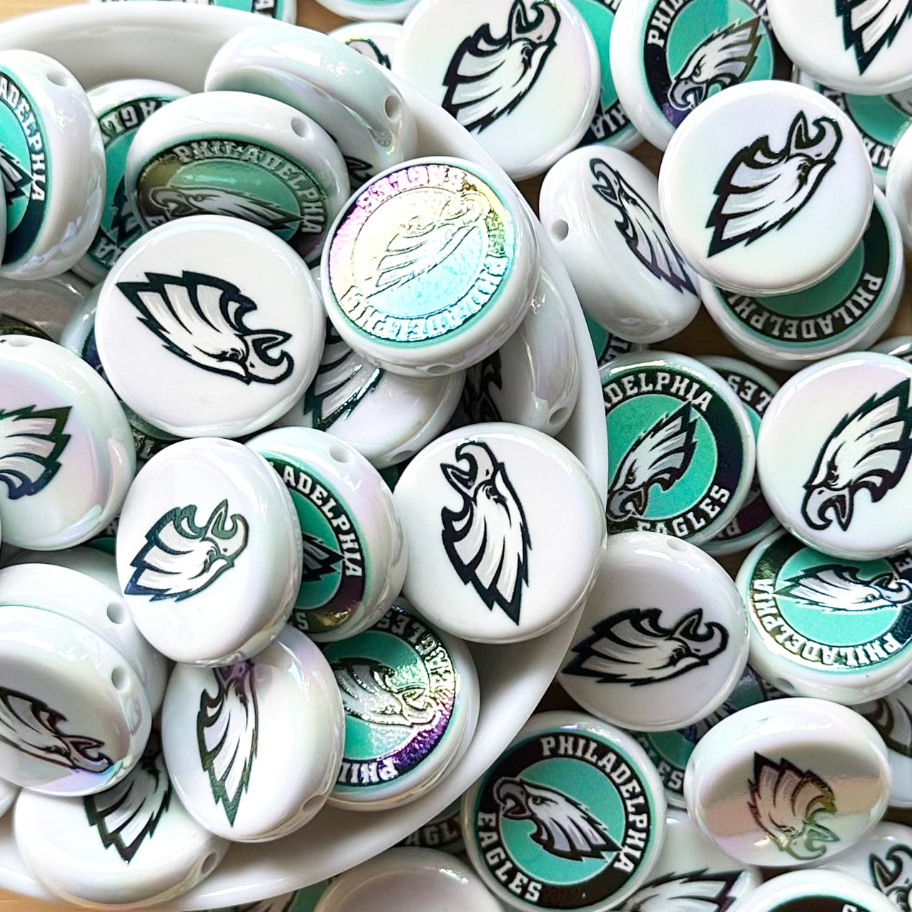 24mm UV Flat Round Football Team Acrylic Beads,Coin Beads