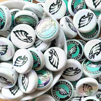 24mm UV Flat Round Football Team Acrylic Beads,Coin Beads