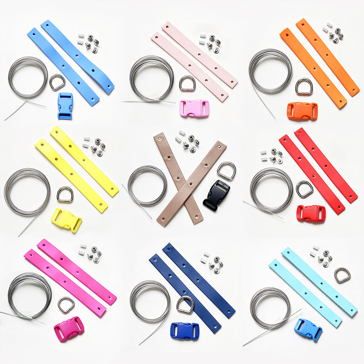 Beadable Dog Collar Accessories Kit Quick Release Buckle,D Ring