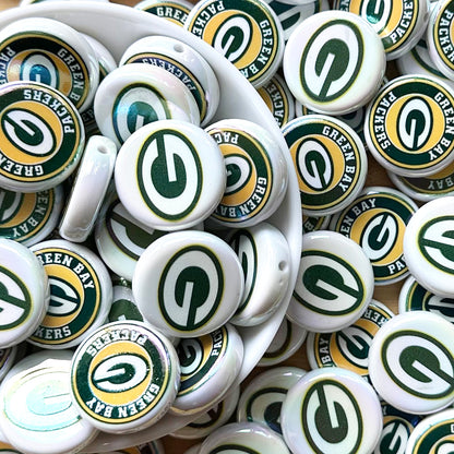 24mm UV Flat Round Football Team Acrylic Beads,Coin Beads