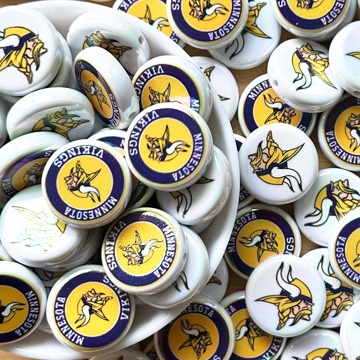 24mm UV Flat Round Football Team Acrylic Beads,Coin Beads