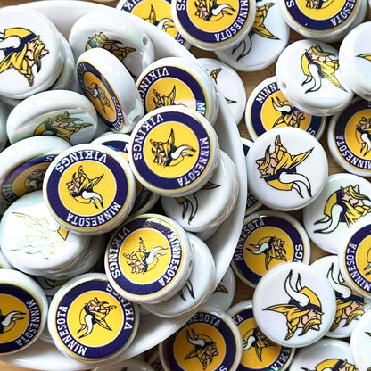 24mm UV Flat Round Football Team Acrylic Beads,Coin Beads