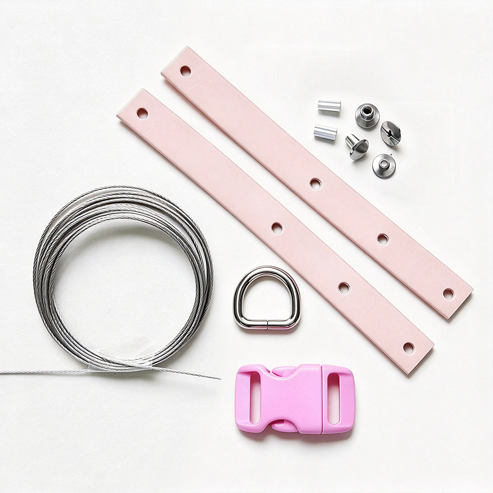 Beadable Dog Collar Accessories Kit Quick Release Buckle,D Ring