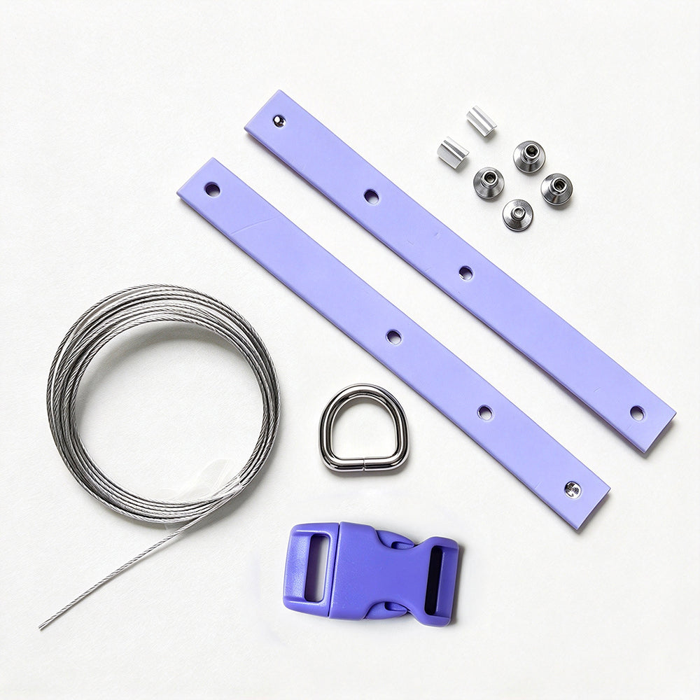 Beadable Dog Collar Accessories Kit Quick Release Buckle,D Ring