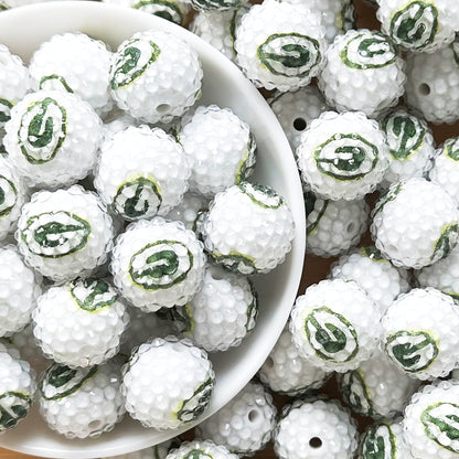 New 20mm Football Team Rhinestone Bubblegum Acrylic Beads