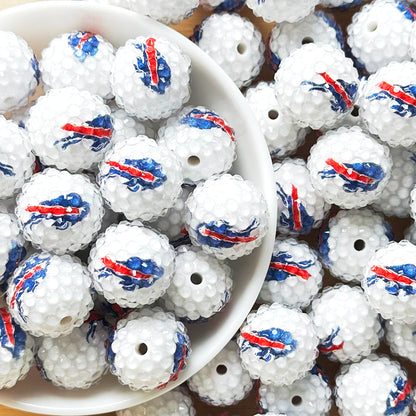 New 20mm Football Team Rhinestone Bubblegum Acrylic Beads
