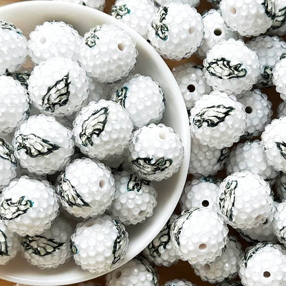 New 20mm Football Team Rhinestone Bubblegum Acrylic Beads