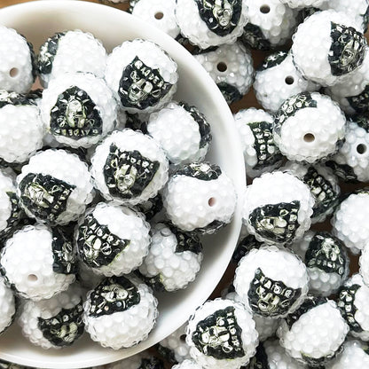 New 20mm Football Team Rhinestone Bubblegum Acrylic Beads