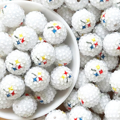 New 20mm Football Team Rhinestone Bubblegum Acrylic Beads