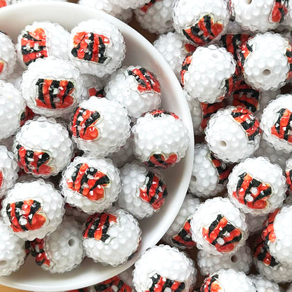 New 20mm Football Team Rhinestone Bubblegum Acrylic Beads