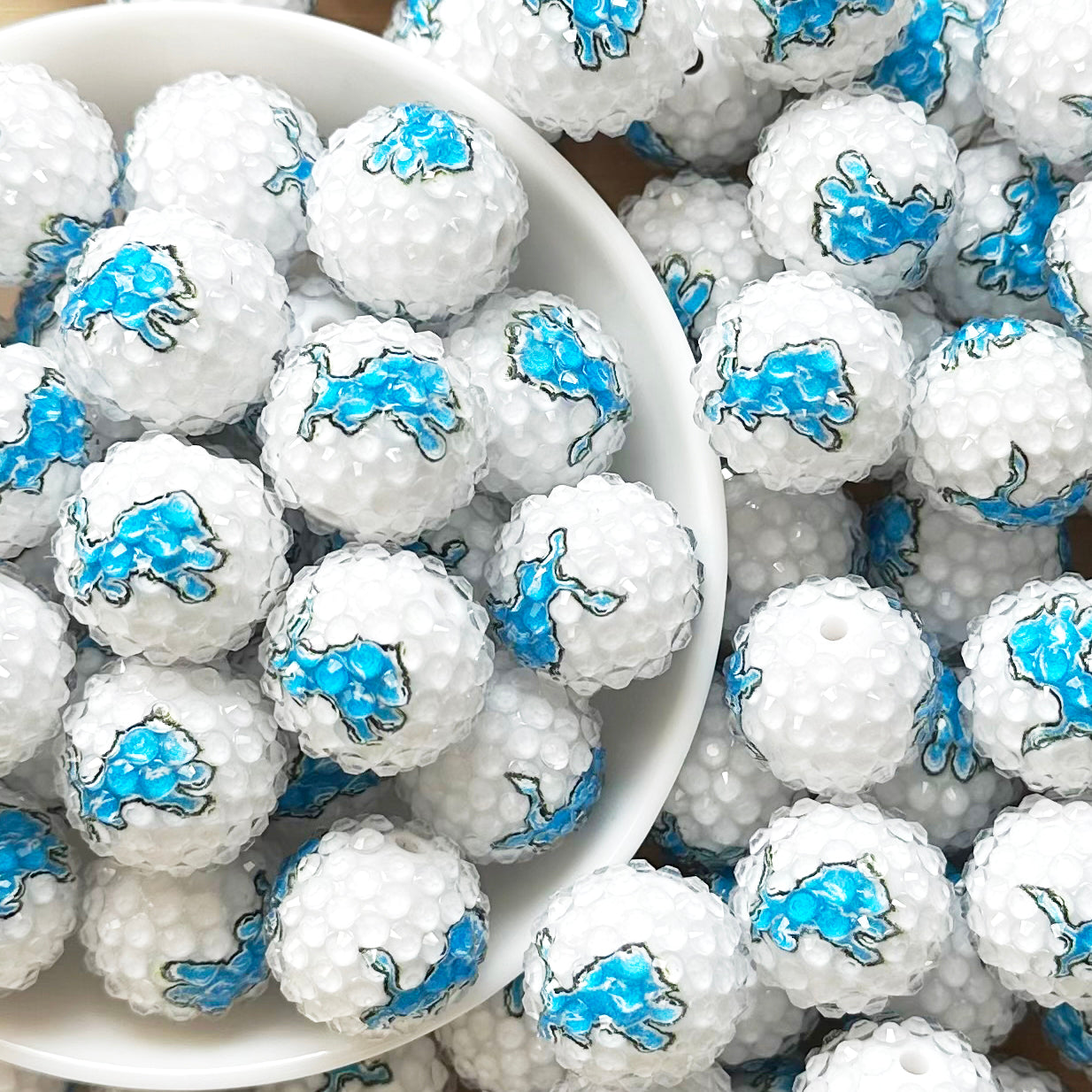 New 20mm Football Team Rhinestone Bubblegum Acrylic Beads