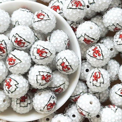 New 20mm Football Team Rhinestone Bubblegum Acrylic Beads