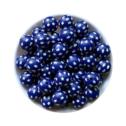 15mm New Round Print Silicone Beads