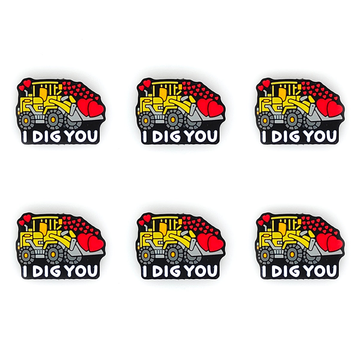 I Dig You Truck Valentine Day Silicone Focal Beads