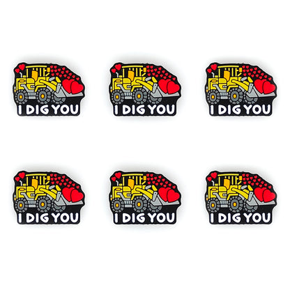 I Dig You Truck Valentine Day Silicone Focal Beads