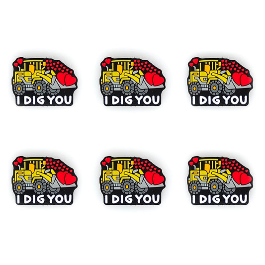I Dig You Truck Valentine Day Silicone Focal Beads