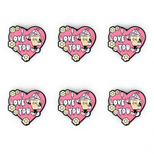 I Love You Coffee Heart Silicone Focal Beads