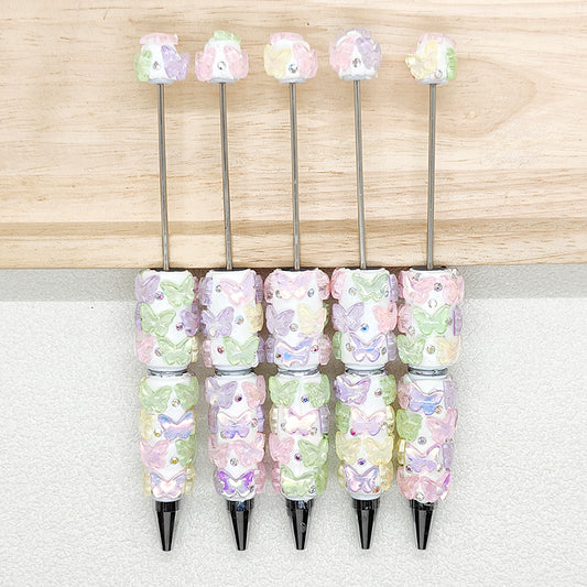 Iridescent Butterfly Rhinestone Crystal Bling Beadable Pen