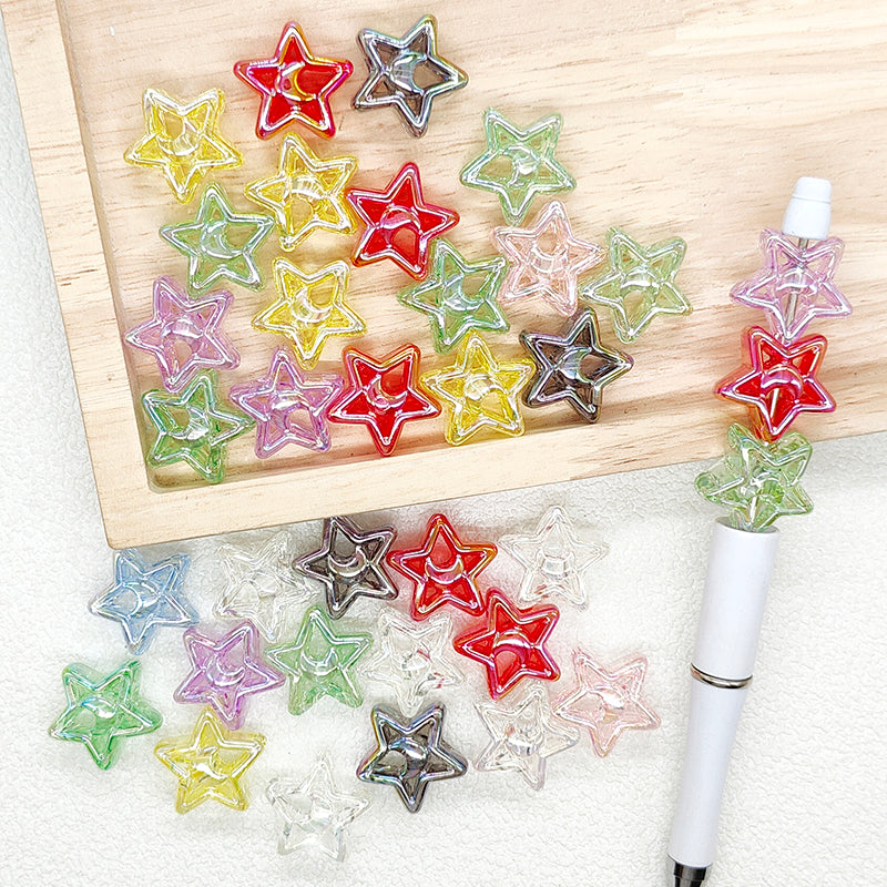 Iridescent Clear Hollow Star Acrylic Loose Beads