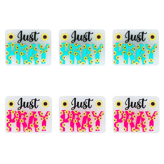 Just Pray Glitter Focal Beads