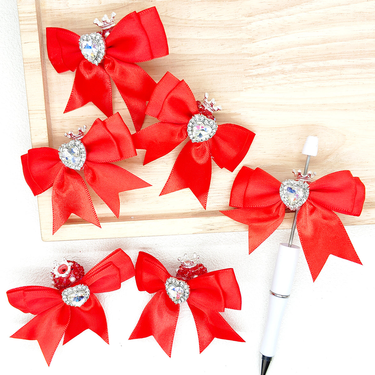 Large Bowknot Ribbon Heart Gem Crystal Pearl Fancy Beads