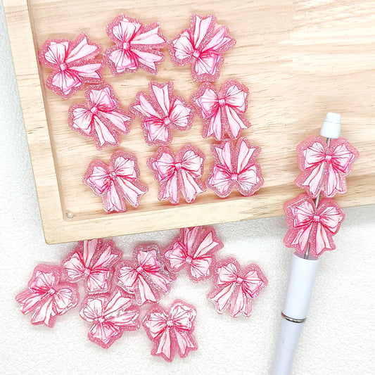 Large Pink Bow Acrylic Focal Beads