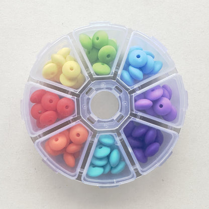 Lentil Silicone Beads,Assorted Color 96Pcs Lentil Beads Kit,Spacer Beads
